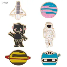 Милые эмалированные нагрудные булавки наборы мультфильм самолет астронавт робот броши в виде планеты булавки значки на одежду сумки рюкза...(China)