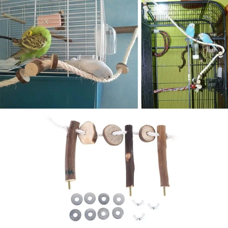 

Pet Bird Parrot Stand Frame Rope Toys Parakeet Cockatiel Cage Ladder Climbing Hammock Toy Bird Supplies C42