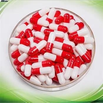 

High Quality Gelatin Hollow Capsule Shell[0 #Red and white]Powder filled capsule shell 1000pcs