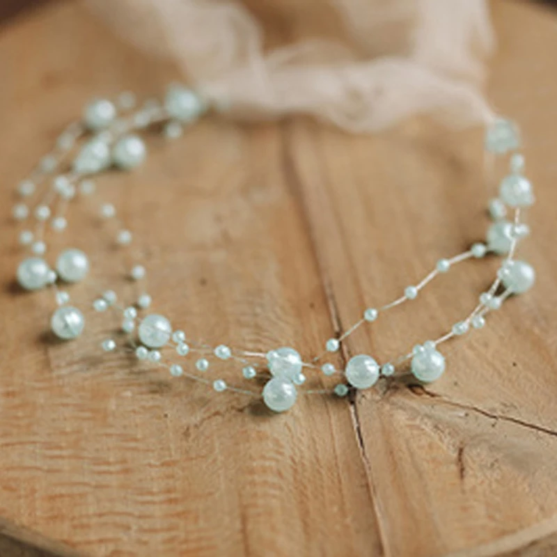 Newborn Photography Props Baby Pearl Headband Princess Headdress Infants Photo Shooting Hair Band 5