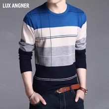 LUX ANGNER New Fashion Brand Sweater Mens Autumn Casual Striped Pullover Men Sweaters Korean Slim Fit Men's Jumper Pull Homme