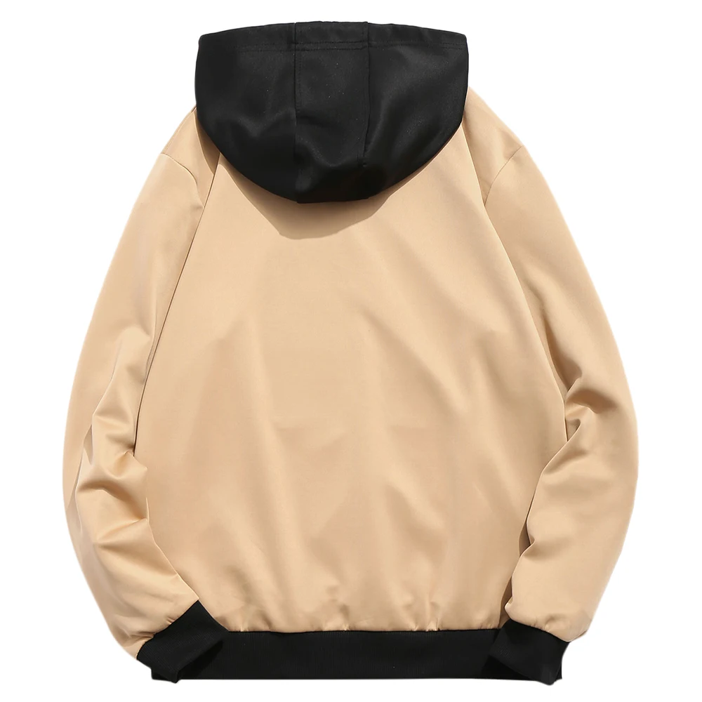 ZAFUL Contrast Letter Pocket Hoodie Color Block Pouch Printed Sweatshirts Men'S Casual Stitching Hooded Pullover Hoodie