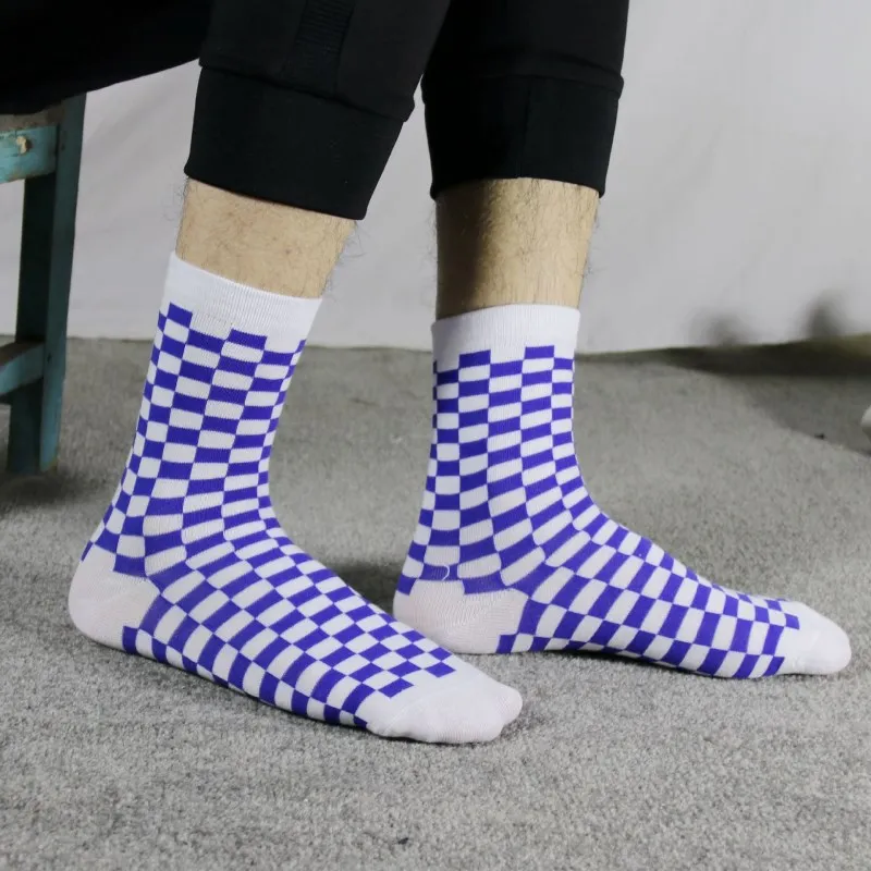 Модные уличные модные хлопковые носки в стиле Харадзюку унисекс Мужские носки для скейтборда в стиле хип-хоп забавные клетчатые носки с узором в клетку meia