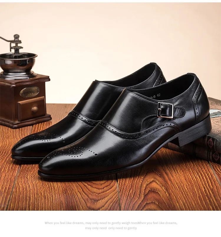 GOXPACER/модные оксфорды; Мужская обувь с пряжкой на ремешке; винтажная деловая обувь на плоской подошве; большие размеры; официальная кожаная обувь;