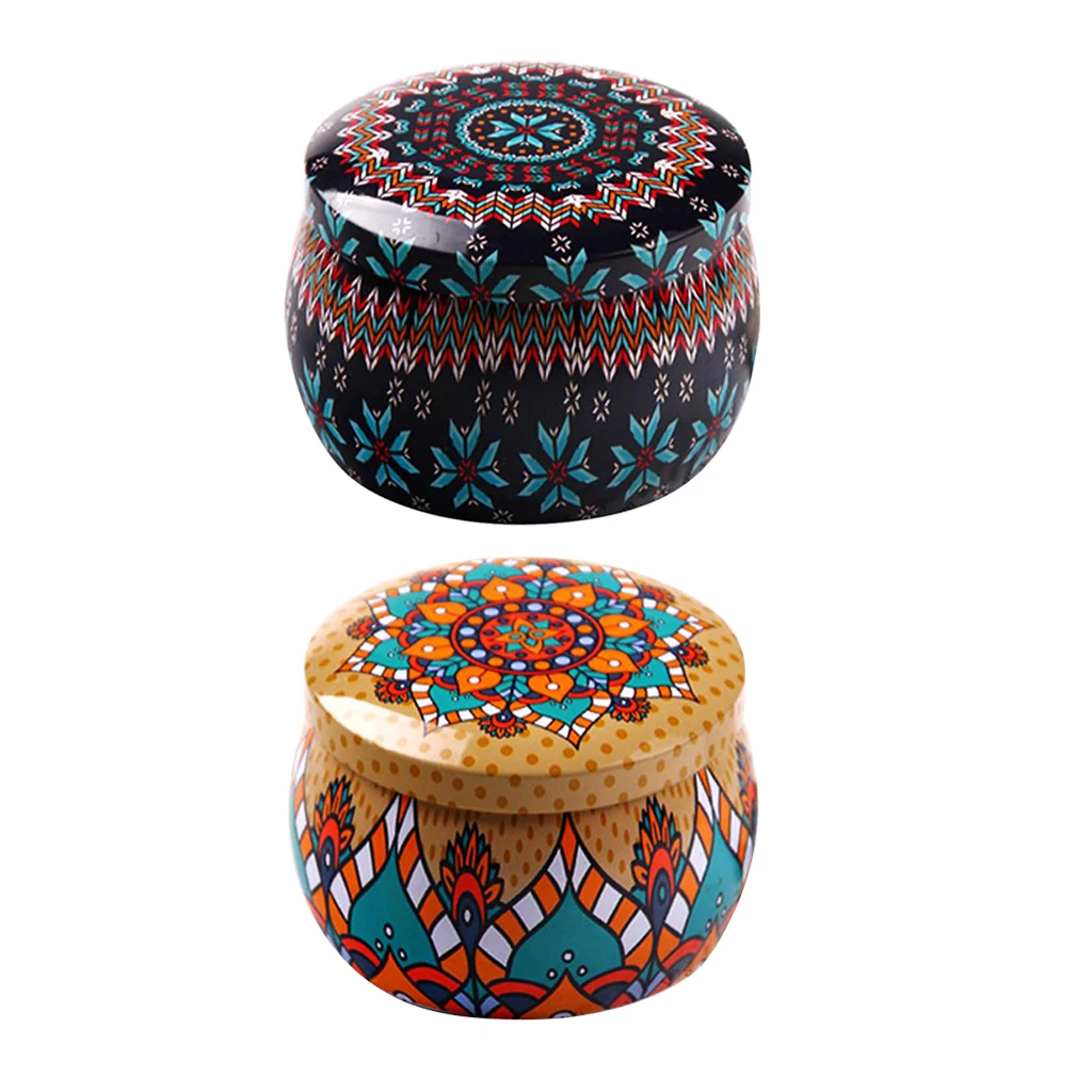 2pcs Tinplate Tea Pot Tin Box Small Home Garden Personality Candy Box Drum-shaped Candy Cookie Snacks Boxes