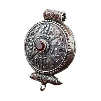 

Gawu box real solid S925 silver woman pendant Thai silver antique style Buddhist Shurangama mantra can open the evil spirits