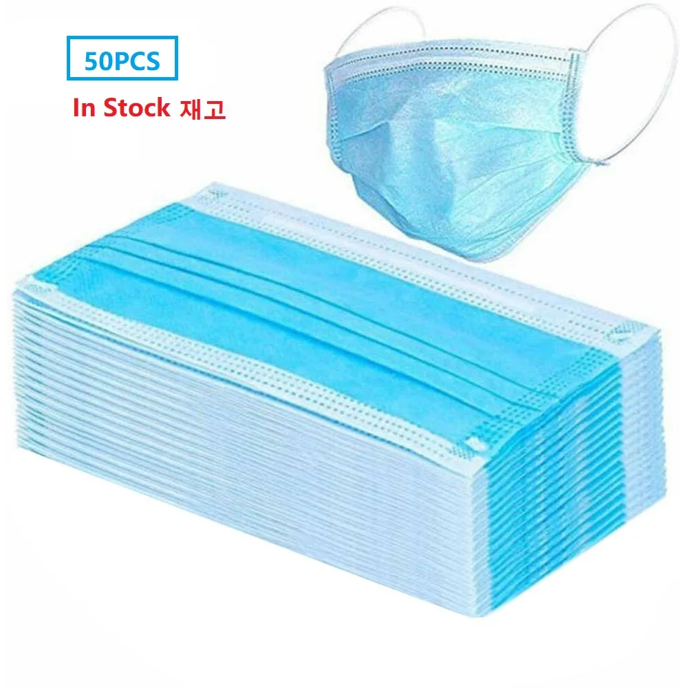 

Disposable Anti 50PCS Dust Mask Daily Protective Mask Anti Fog Dust-proof Non-woven Melt Blown Three-layer Mask NOT KN95 N95