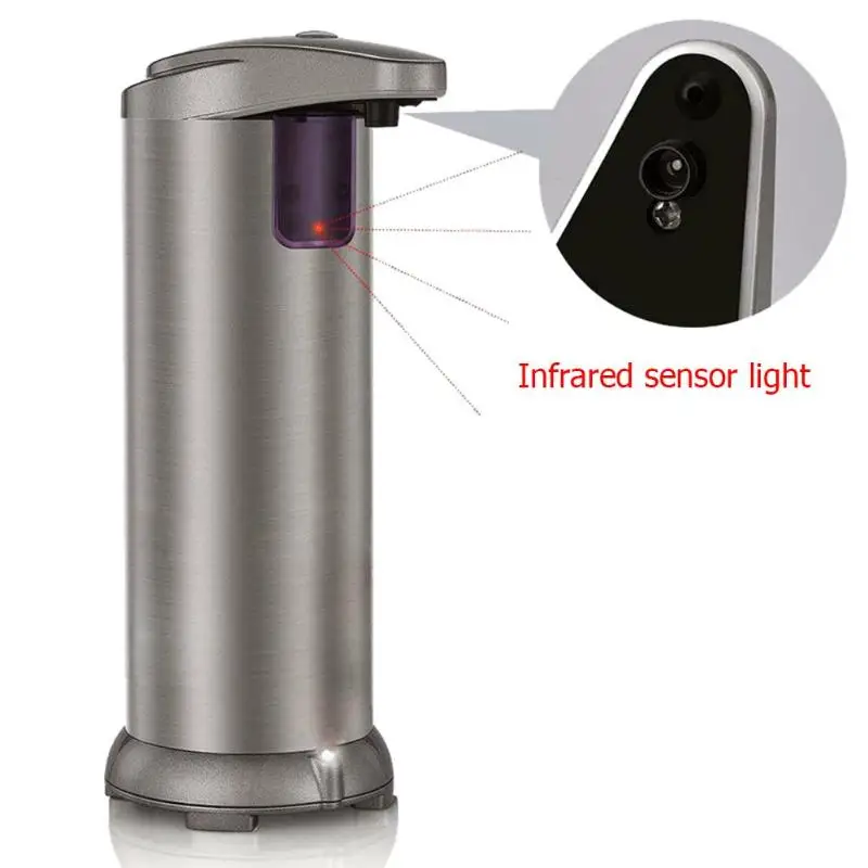 280ML Automatic fluid Soap Dispenser Stainless Steel Sensor Soap Dispenser Pump Shower Soap Bottle for Bath Washroom Kitchen