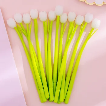

3PC Korean Creative Meeting Light Discoloration Tulip Silicone Gel Pen Small Fresh and Cute Student Exam Writing Signature Pen