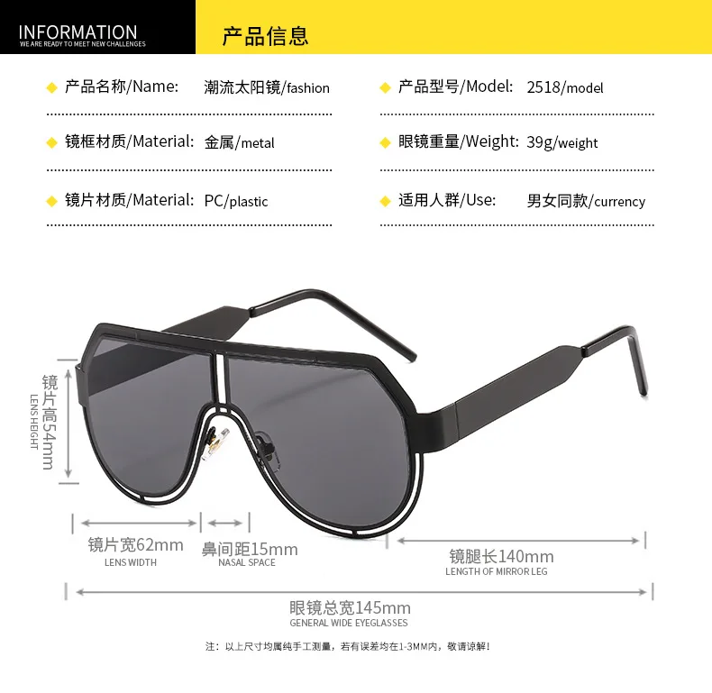 Black Pilot Sunglasses Women Men Silver Mirror Oversized Metal Luxury Brand Sunglasses Female Big Gradient Shades Eyewear UV NX