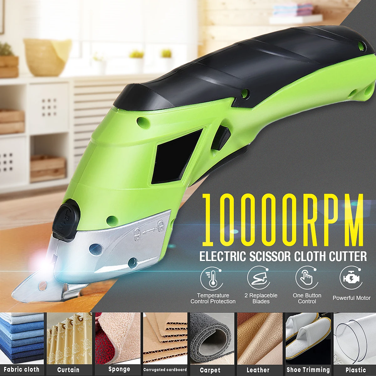 4V Cordless Rechargeable Electric Scissors Fabric Leather Cloth Sewing