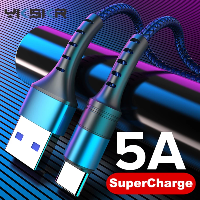 

5A USB Type C Cable 0.25m 1m 2m Fast Charging Type-C Kable for Huawei P30 P20 Mate 20 Pro Phone SuperCharge QC3.0 USBC Cabo