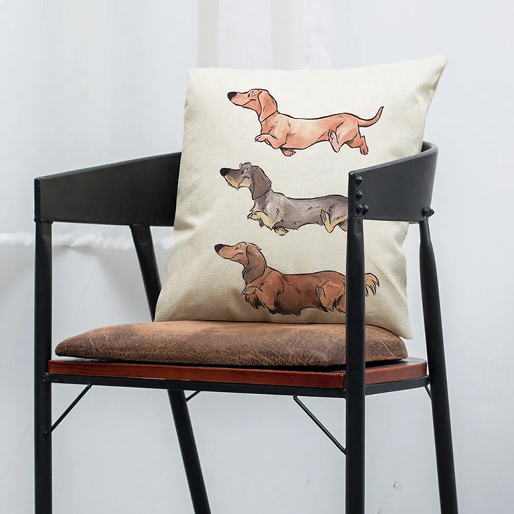 Винтажный чехол для подушки с рисунком собаки, квадратный Хлопковый чехол для подушки, дивана, автомобиля, поясная наволочка, домашний декор, наволочка для подушки, Декор