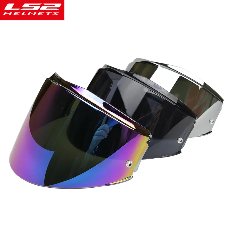 LS2 Valiant FF399 Helmet Visor With Anti-fog Patch Holes Rainbow  Smoke Colorful Silver Replacement Lens  casco moto