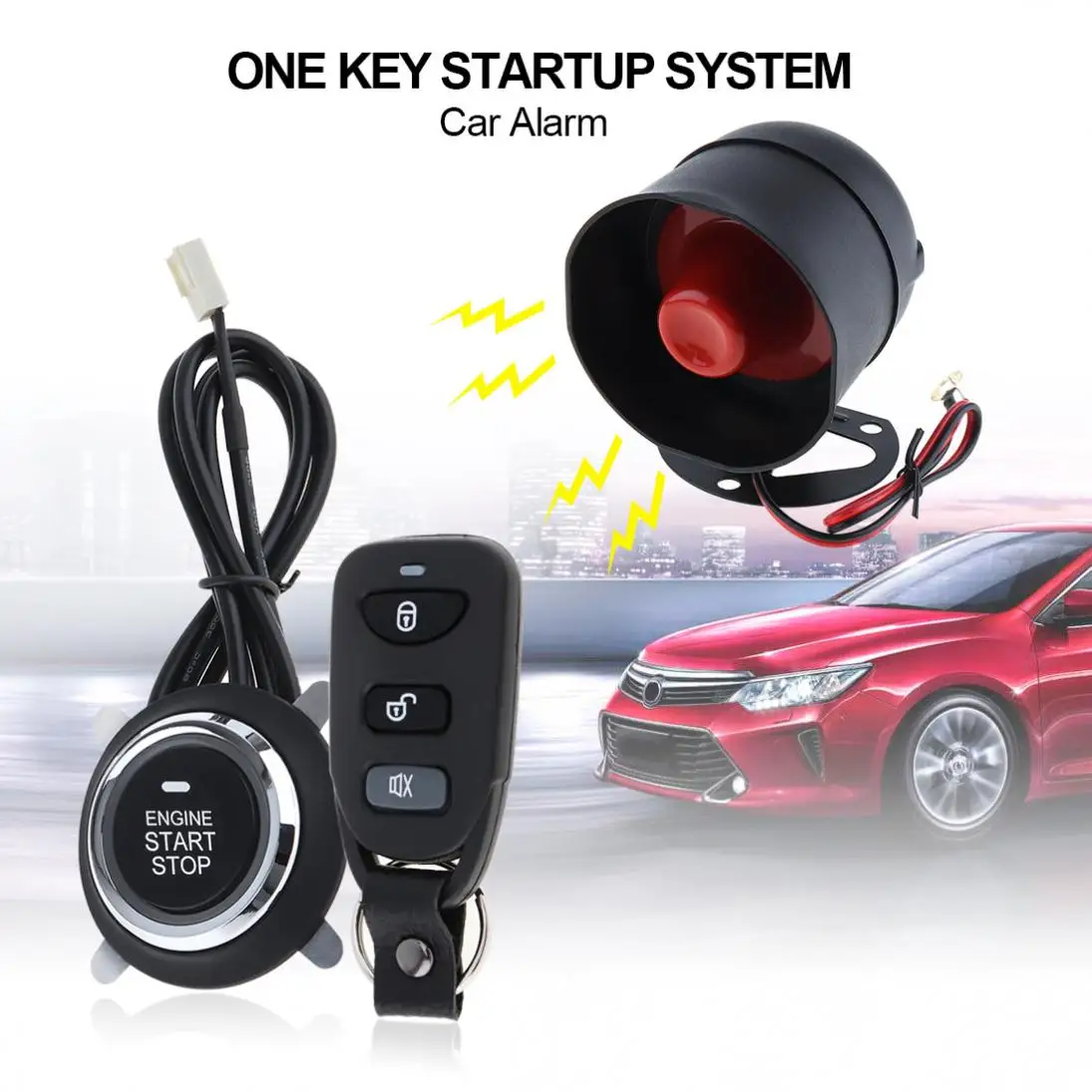 

Universal Car Alarm System Remote Start Stop Engine System with Auto Central Lock and Keyless Entry 5A with Key 4 New