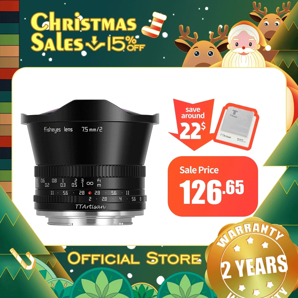 Объектив TTArtisan 7 5 мм F2 APS-C рыбий глаз ручная фокусировка для SONY E FUJI X Canon M Nikon Z Leica L