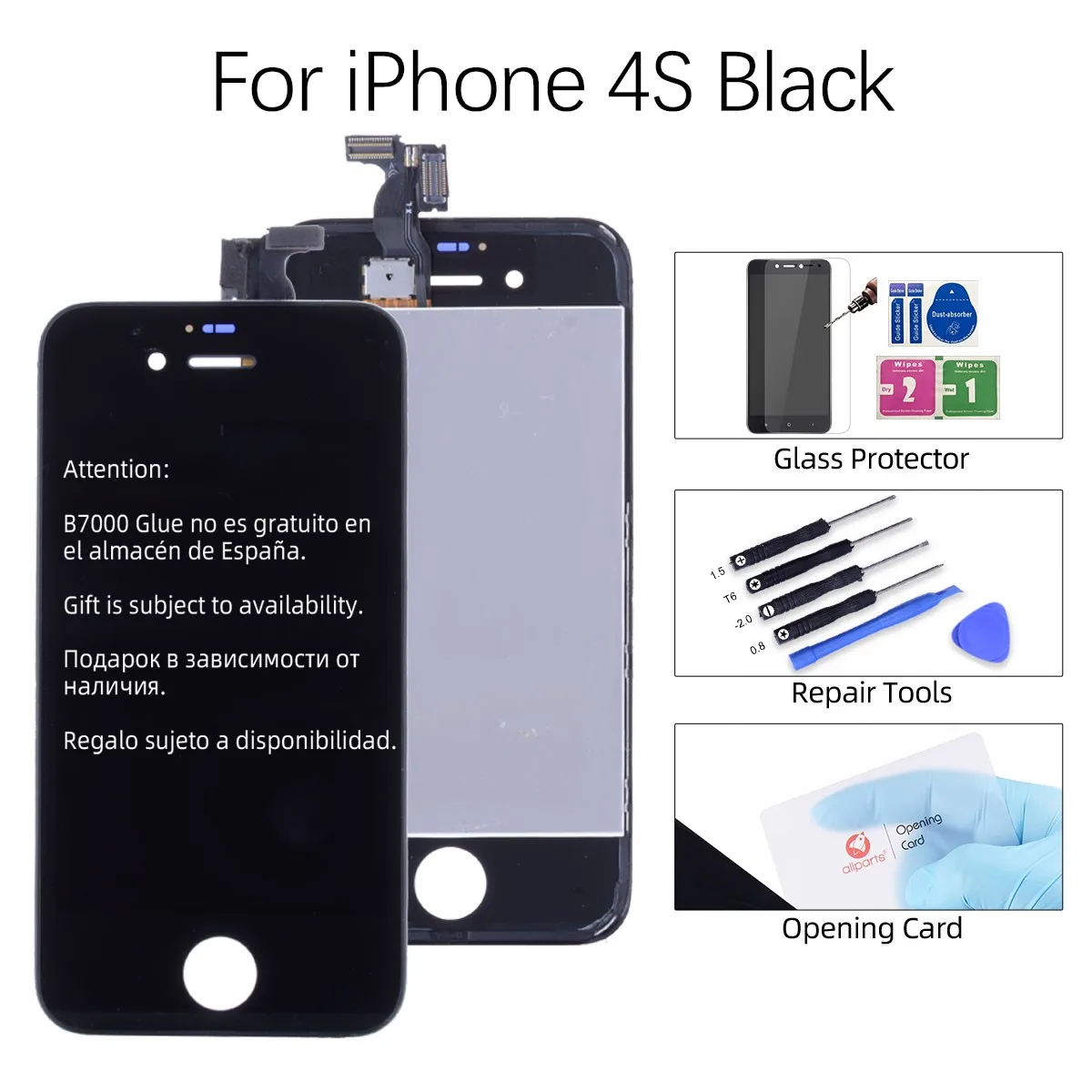 Black for 4S AAA OEM Дисплей для iPhone 5S LCD в сборе с тачскрином на рамке For iPhone 5 LCD for iPhone 4 4S 5C черный белый - Цвет: Black for 4S