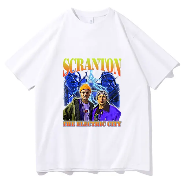 Fashion The Office Dunder Mifflin Dwight Tv Show Scranton Men Oversized Street Summer Pure white