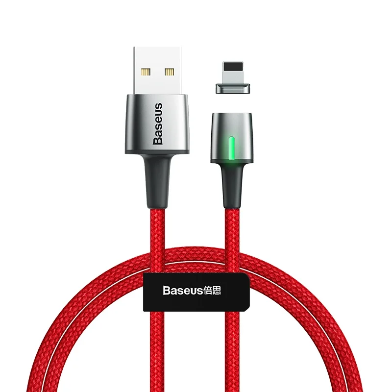 Baseus светодиодный магнитный usb-кабель для apple светильник с разъемом микро usb type c кабель для iPhone samsung huawei xiaomi зарядка Android - Тип штекера: IP lightning Red