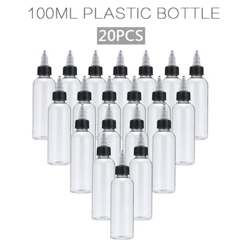 

20pcs 100ml Empty Plastic Squeeze Glue Liquid Bottle w/ Twist Top Cap Leak Proof Dispense Refillable Container