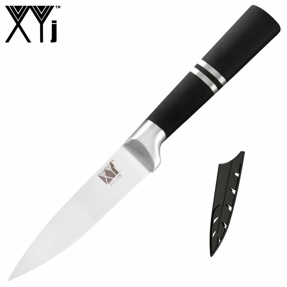 K.3.5 paring knife XYj 7 шт. набор ножей из нержавеющей стали 8 ''подставка для ножей Нескользящая черная ручка нож шеф-повара кухонный инструмент приспособление для дома Полный нож Тан - Цвет: K.3.5 paring knife