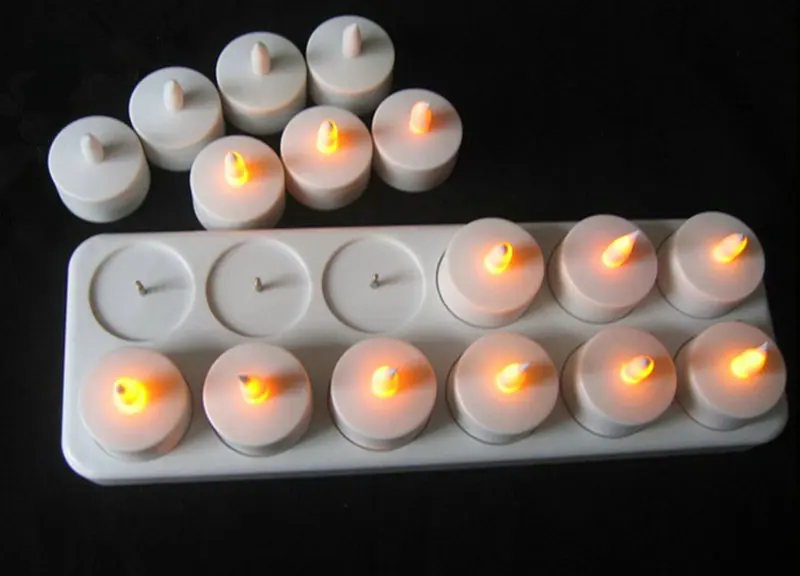 Candele LED Ricaricabili Con Telecomando - Set 12 Tea Light, Luce Tremolante, Timer, Ricarica USB-C