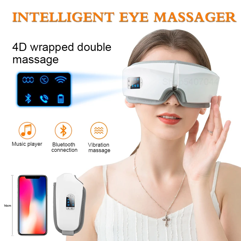 4D Bluetooth умная подушка безопасности Вибрационный Электрический массажер для глаз