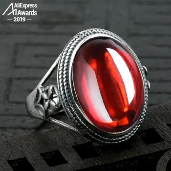 

13*18mm 6.18 Sale S925 Sterling Silver Australia Ruby Rings good taste Rings handicraft Gemstone Retro Chalcedony