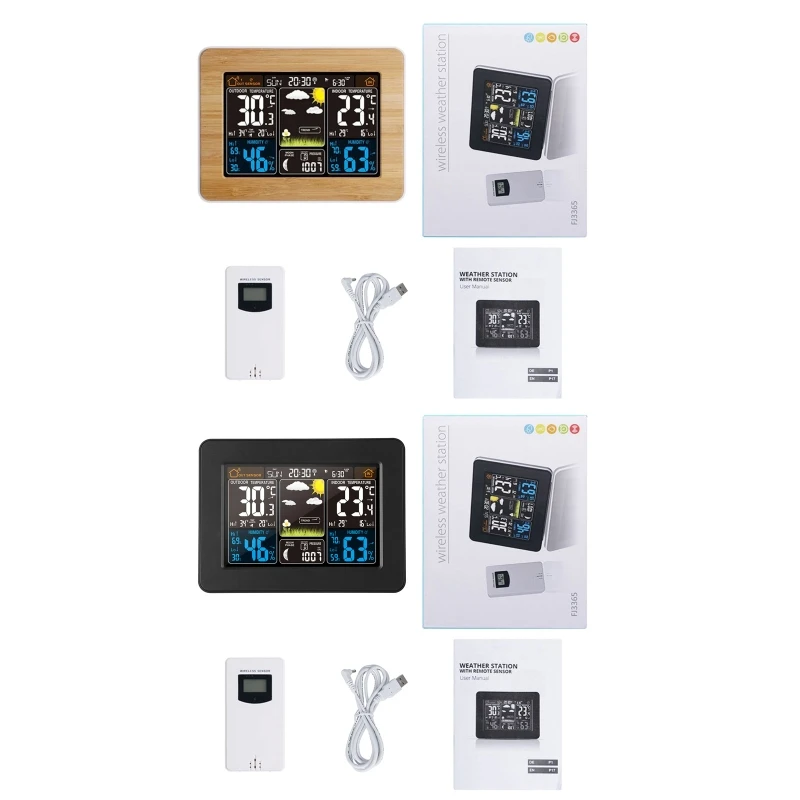 

Forecast Weather Station LCD Screen Digital Alarm Clock RF Wireless Sensor Indoor Temperature Humidity Meter Barometer