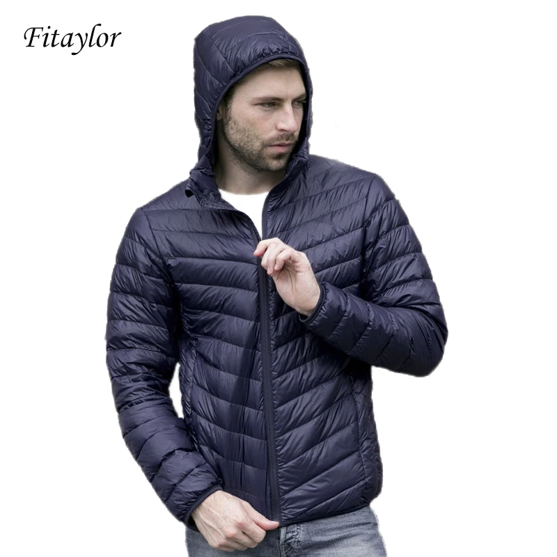 Venta caliente Chaqueta ultradelgada de plumón de pato para hombre, chaqueta de talla grande XXXL con capucha, abrigo de moda para hombre gz86Wy1n