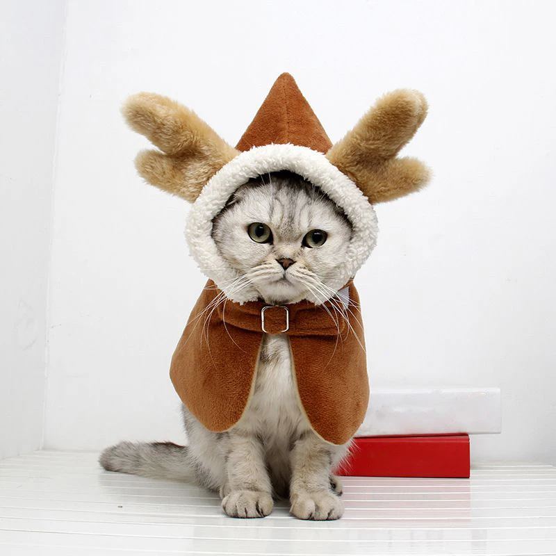 

New Year Christmas Pet Cat Dog Cloak Clothes Chinese Style Costume Hooded Coat Small Dogs Spring Festival Cloak Winter Autumn