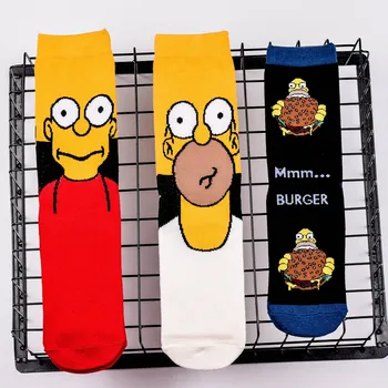 

Men Brand Cartoon Character Cotton Socks Harajuku Female Cute Unisex Skatebord Socks Hipster Fashion Animal Print Long Socks