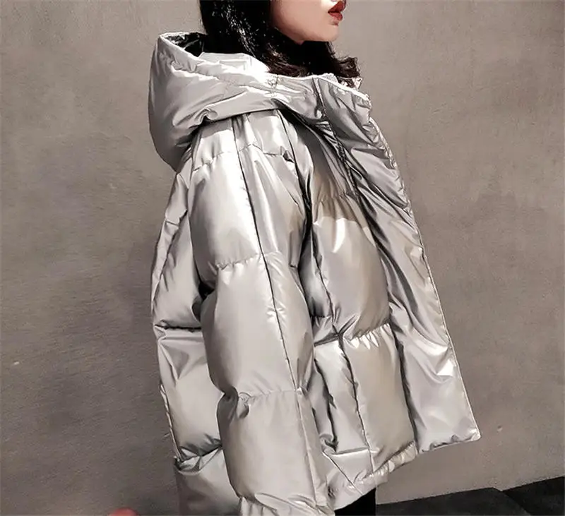 

Winter Loose Parka Coat Women Padded Warm Thick Jacket Oversize Outerwear Hooded Jacket