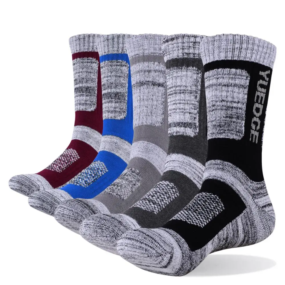 YUEDGE 3 Pairs Mens Walking Socks Cushion Breathable Trekking Socks Outdoor Winter Thermal Warm Socks