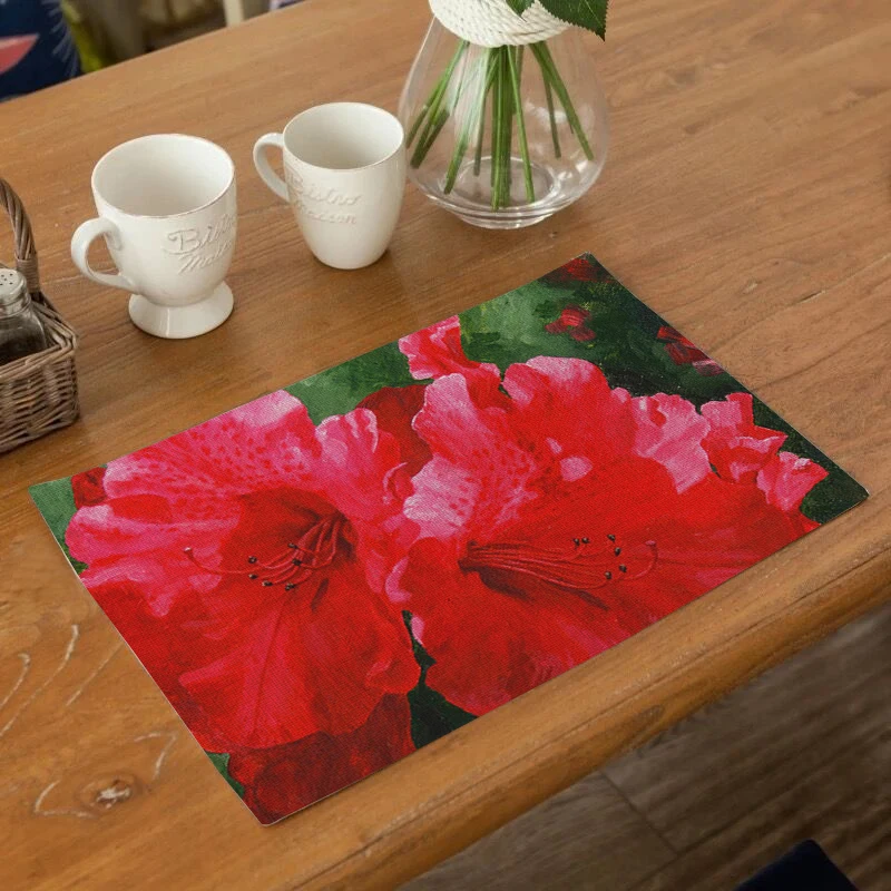 Fuwatacchi Oil Painting Drink Coasters Reusable Dining Table Mat Placemats for Kitchen Table Polyester or Cotton and Line Decor