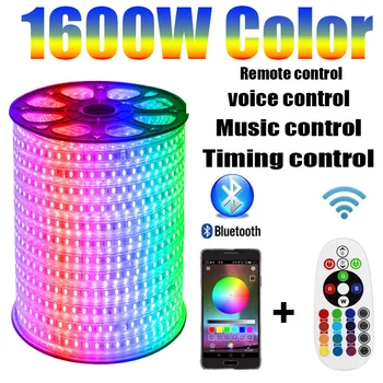 

LED Strip 220v RGB APP Bluetooth Control 1600W Color RGB Outdoor Waterproof 1M-100M Music voice Timing Remote Control