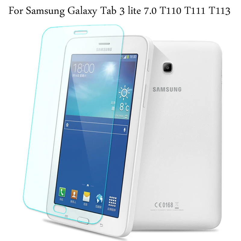 Чехол для планшета samsung Galaxy Tab 3 Lite " SM-T110 T111 Tab E 7,0" SM-T113 T116, вращающийся на 360 градусов, кожаный чехол-книжка Funda Capa - Цвет: Glass Film