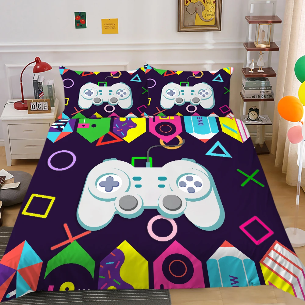 

3D Bed Set Queen Size Game Handle Xbox Boys Girls Room Duvet Cover Set Polyester Bedclothes Super Soft Fashionable Beds Gift