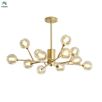 

Nordic Glass Globe G9 Led Chandelier Living Room Led Chandelier Lighting Gold / Black Metal Led Lighting Luminarias Fixtures