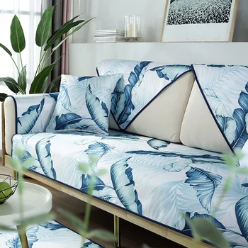 

New Nordic Printing ice silk Sofa Covers Summer Cool Non-slip mat cushion sofa cover towel Armrests Couch Cover for Living Room