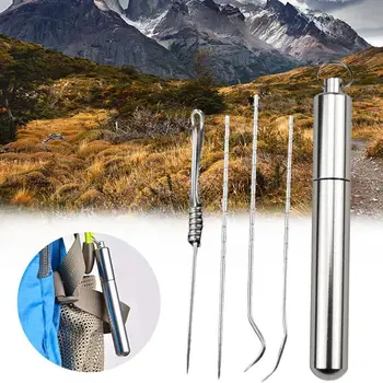

Titanium Alloy Ear spoon Toothpick Trave Kit Tableware Dinnerware Sets Fruit Picks Toothpick Rust-resistance Outdoor Tools