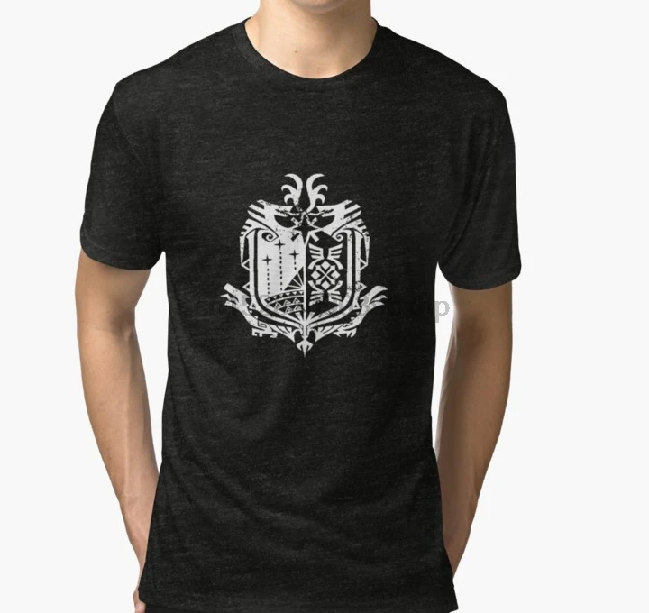 Мужская футболка с изображением монстра охотника мира Crest Tri blend wo футболки топы |