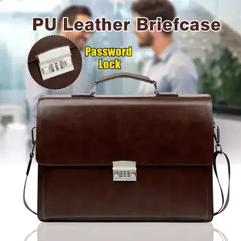 

Men's Leather Briefcase Bag Fashion British Style Business Bags For Men Laptop Bag Shoulder Bags Male Luxury Handbag with Lock