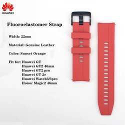 Premium Leather & Silicone Hybrid Watch Strap - 22mm Versatile Sports Band with Nylon Weave for watch3 pro (Huawei Sunset Orange)