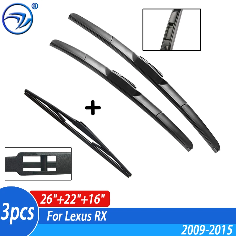 3PcsFrontRearWindshieldWiperBladesSetForLexusRX450HRX350RX