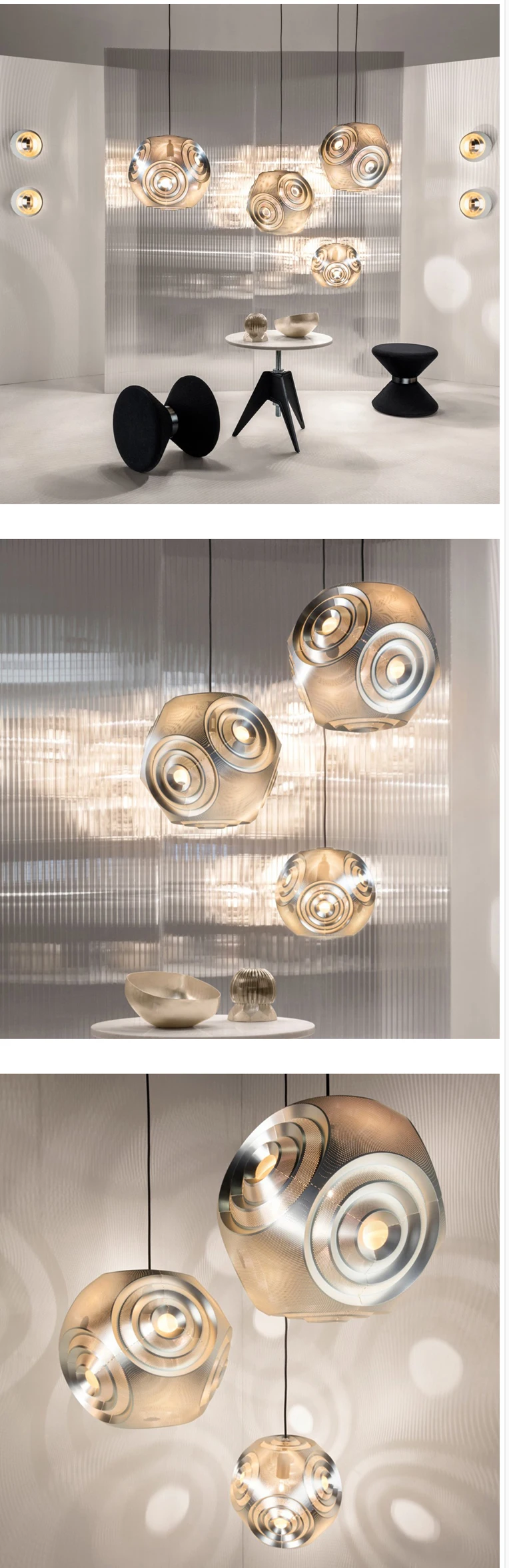 Italian design Stainless steel ball droplight Irregular geometric shadow pendant lighting Space ball hanging lamps dining room