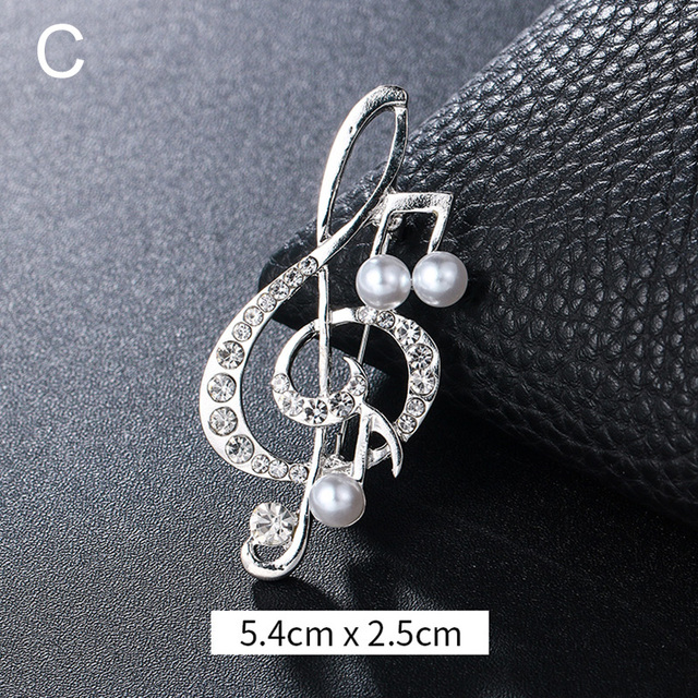 Elegant Musical Note Shape Brooches Fashion Luxurious Shiny Colorful Rhinestones Brooches Pins Clothes Accessories Gifts