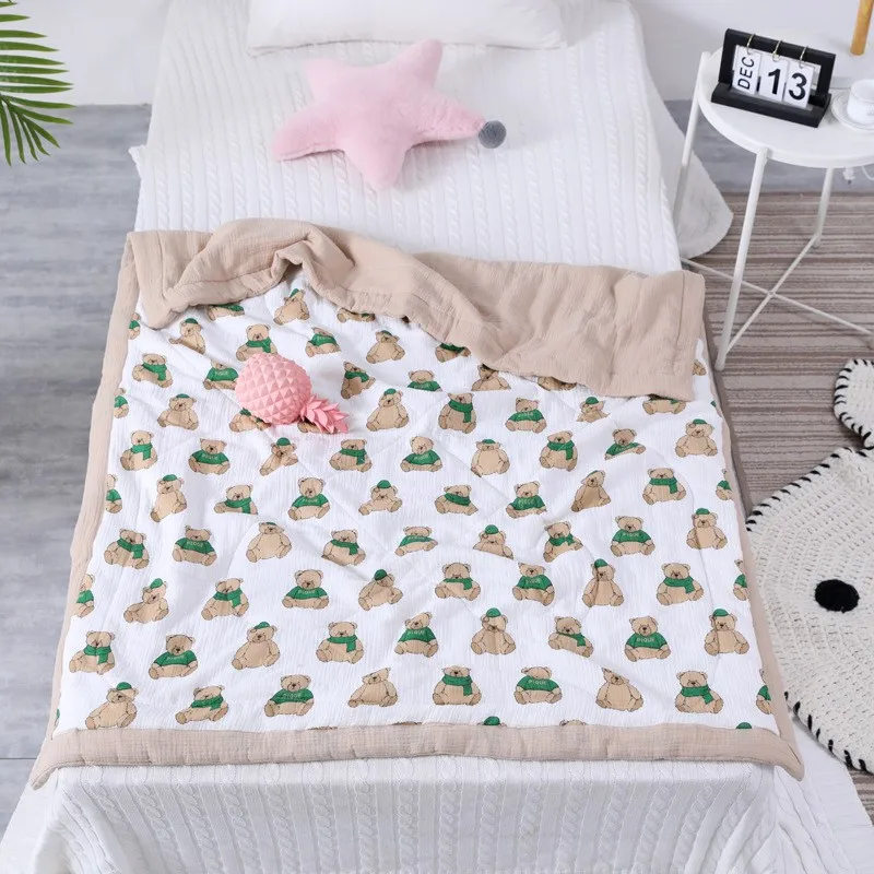 New fabric crepe cotton quilt four season baby air conditioner room blanket quilt nursery school baby kids children bed