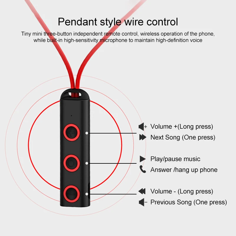 BT313 Bluetooth Earphones Wireless Magnetic Hanging Neck Headphones Noise Conceling Handsfree With Mic for Xiaomi RedMi Huawei