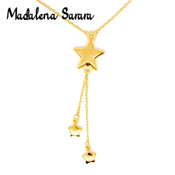 

MADALENA SARARA Pure Gold Star Pendant 18k Pure Gold Chain Necklace Small Clavicle Chain Necklace